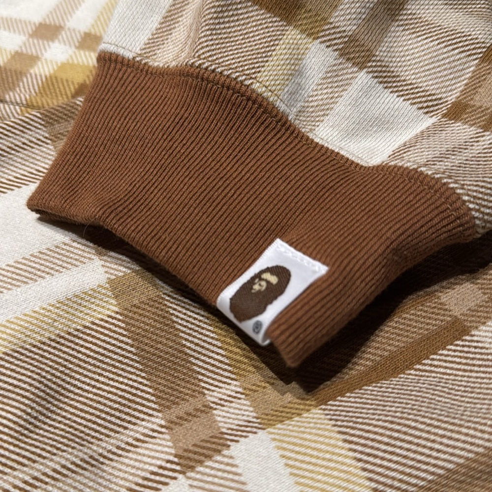 Bape cream and tan check zip up sweatshirt NWT - Picture 4 of 6